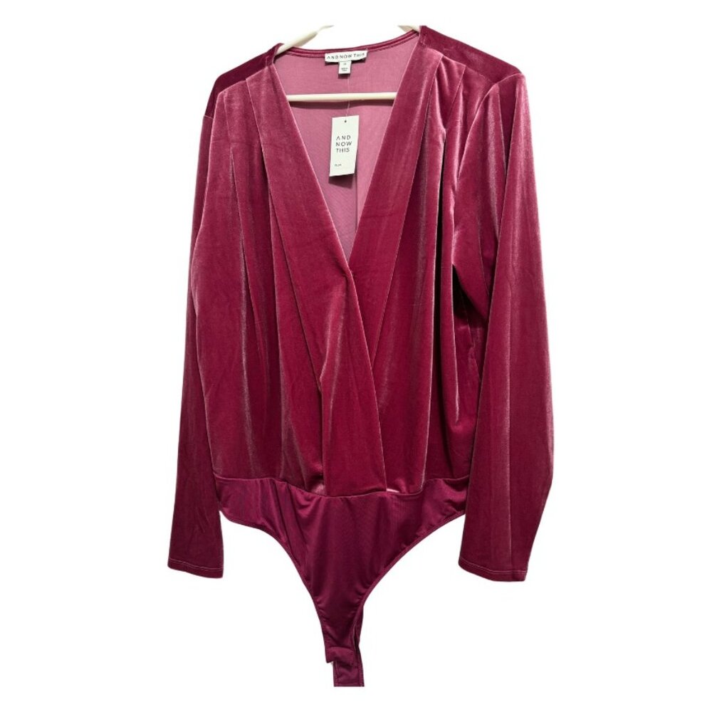 Woman's Bodysuit "And Now This" Brand, 3X, Velvet, Pink, - Picture 1 of 3